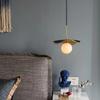 Simple and modern light luxury brass marble ball pendant light, Chinese creative copper art lotus leaf pendant light