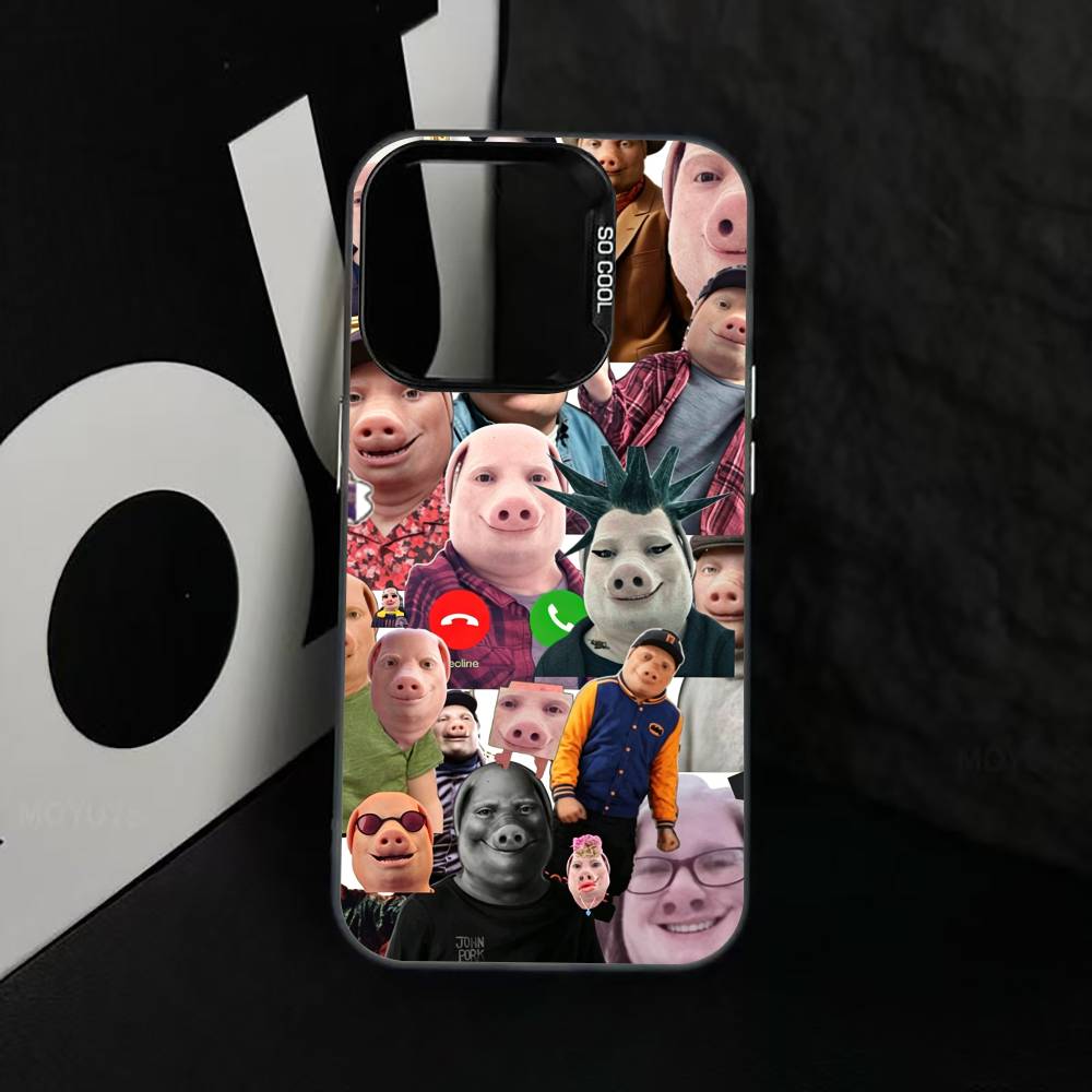 Funny J-John Pork is Calling Phone Case For iPhone 17,16,15,14,13,12,11 Plus,Pro Max,XS,Colorful Silver Black Cover