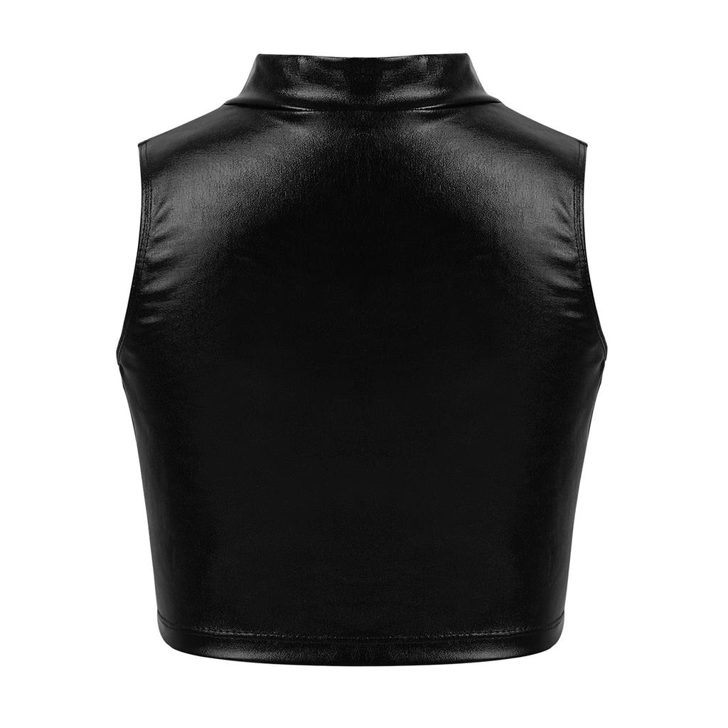 Детские укороченные топы на бретелях без рукавов цвета металлик для девочек для балета, танцев, выступлений на сцене, тренировок