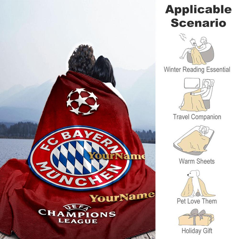 Fc Bayern München 41 Customize Your Name Blanket Throw Personalized Blanket Soft & Cozy Versatile for Chair Livingroom Picnics Living Room