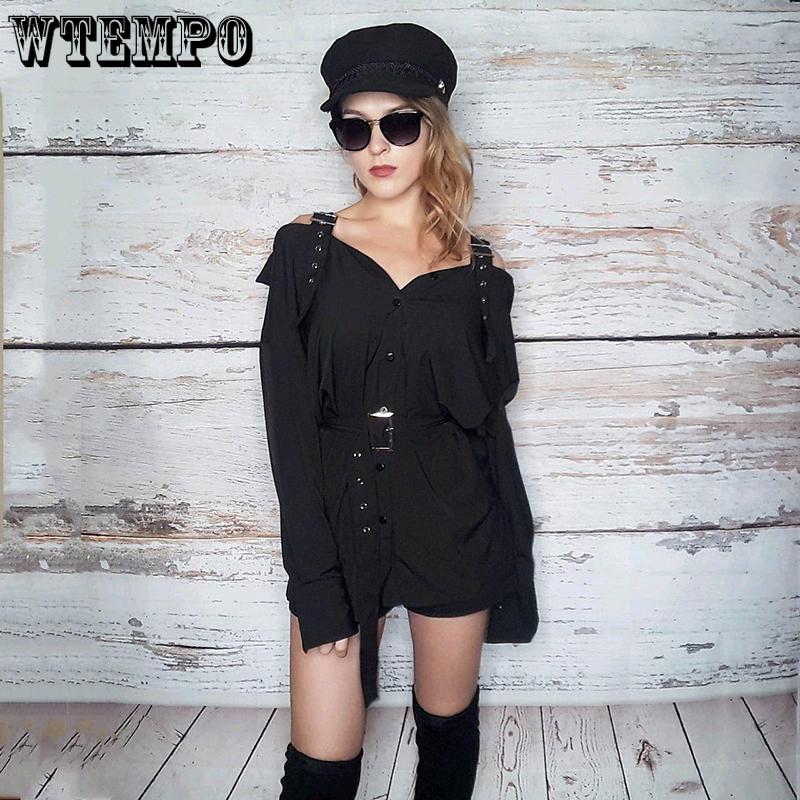 Черно-белое длинное платье-рубашка женское с длинным рукавом с v-образным вырезом и пуговицами, платья с открытыми плечами, сексуальные бандажные летние платья