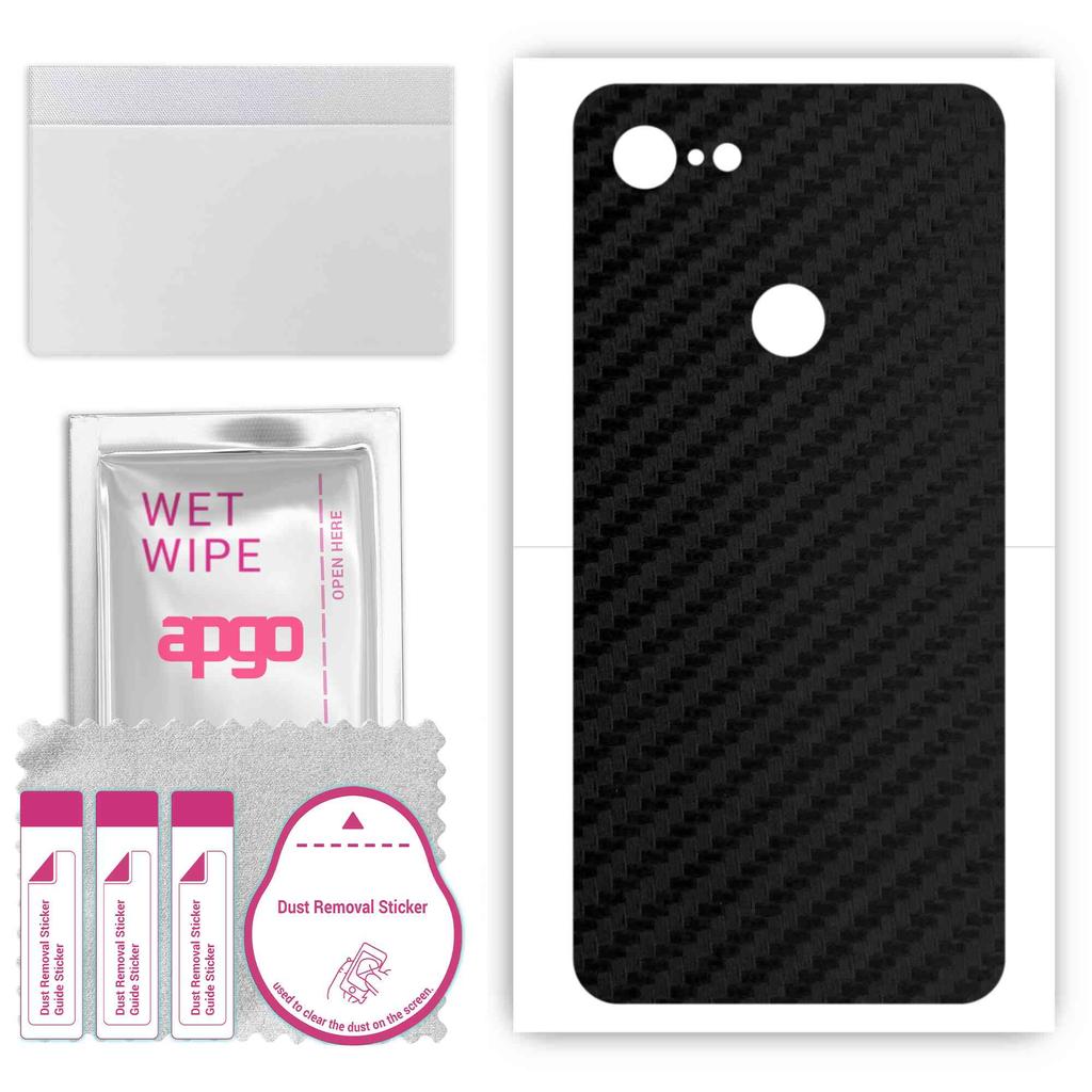 apgo Protective Skin Sticker for the Back Compatible with Google Pixel 3, Wrap Film, Foil, Vinyl - Pattern Carbon Black