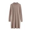 2023 Осень/Зима Женское Свободное Платье-Свитер С Полувысоким Воротником Из Чистой Шерсти Вязание Косами