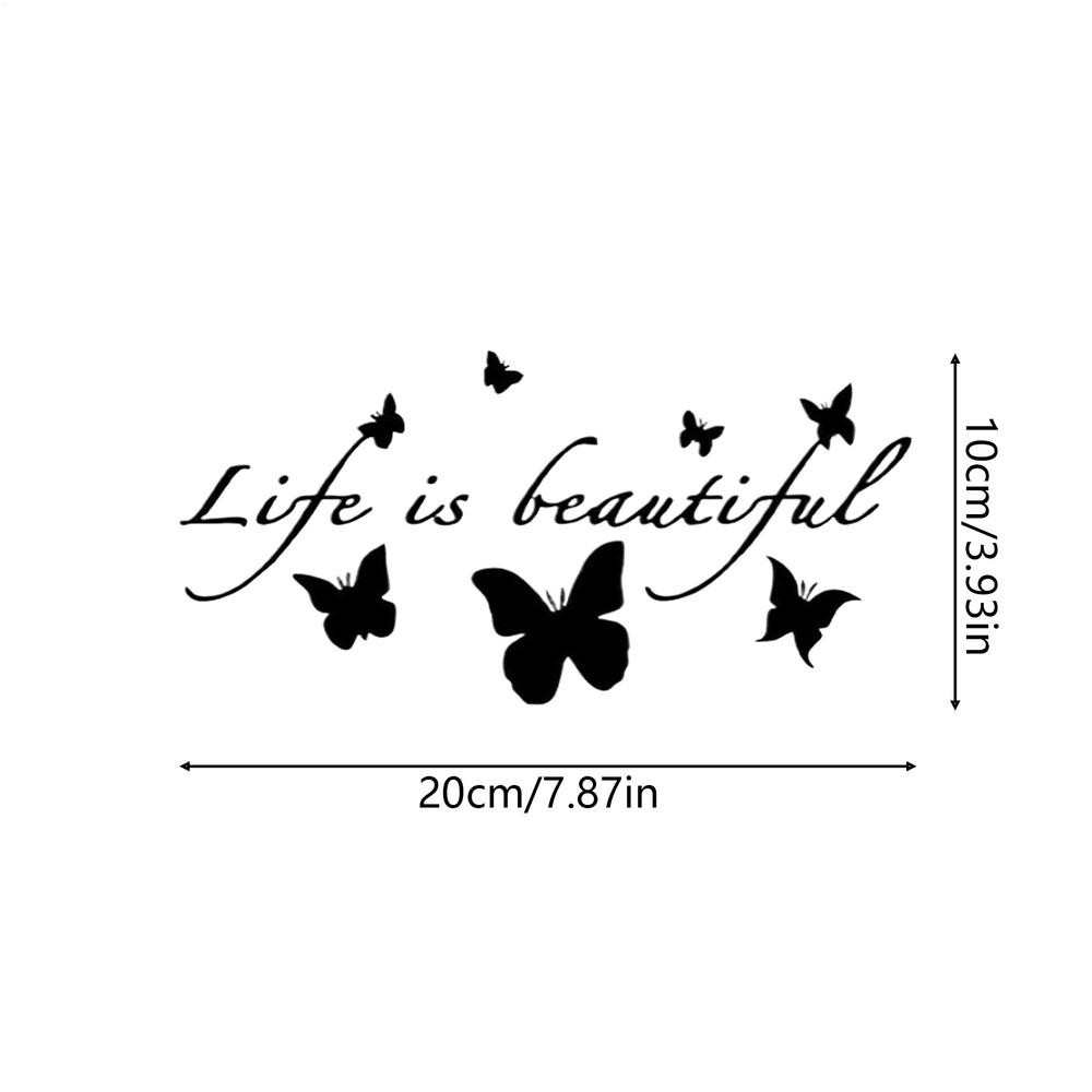 Car Stickers Life Is Beautiful Stickers Adhesive Butterfly Theme Reflective Decor Car Window Decal Stickers For Auto Motorcycles