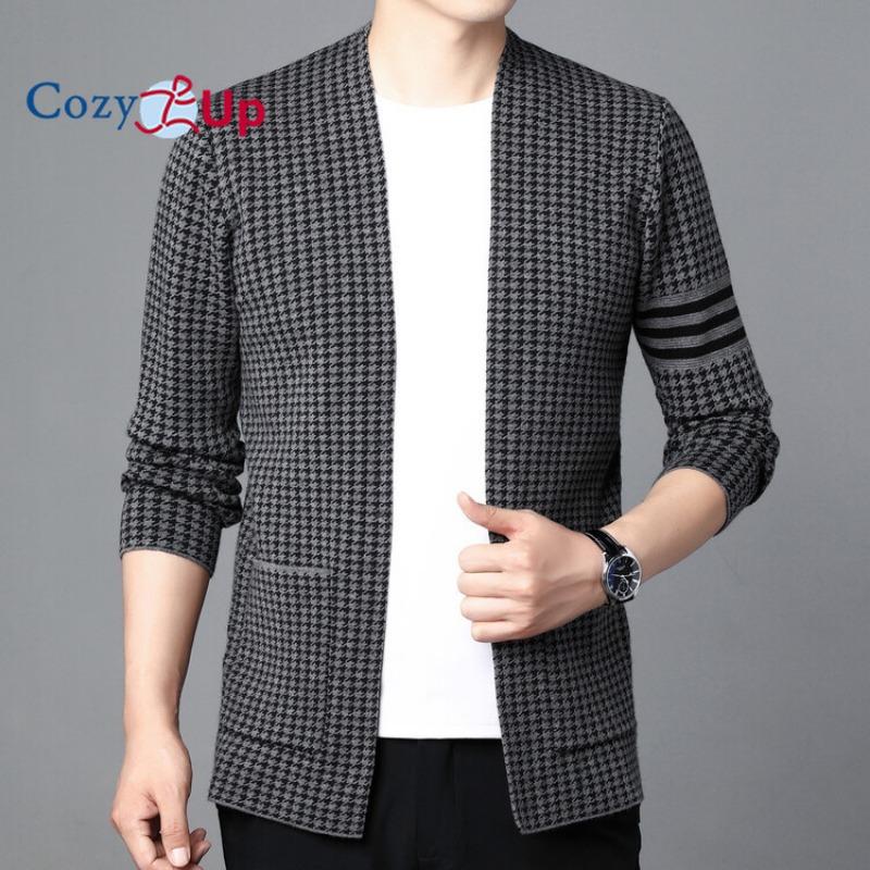 Cozy Up Knitted Cardigan Long Sleeve V Neck Single Breasted Houndstooth Loose Casual Button Down Jumper Sweater