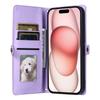 For iPhone 16 Leather Case Wallet Stand Phone Cover with Straps - Purple