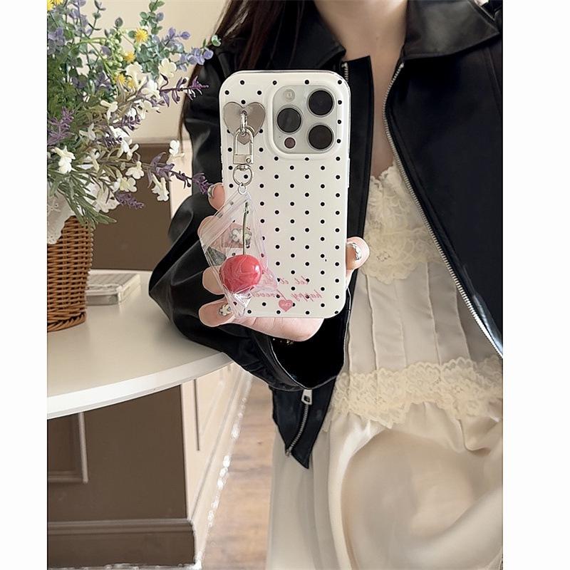 Высококачественный 3D кулон с вишней в горошек Чехол для телефона для iPhone 17, 16 Pro Max, 15, 14