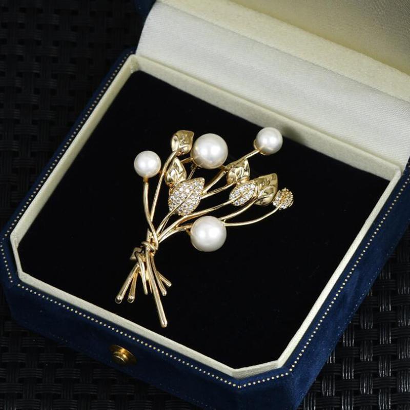 Жемчужные броши в форме листьев растений Женская одежда Пальто Ювелирные изделия Аксессуары для вечеринок Подарки