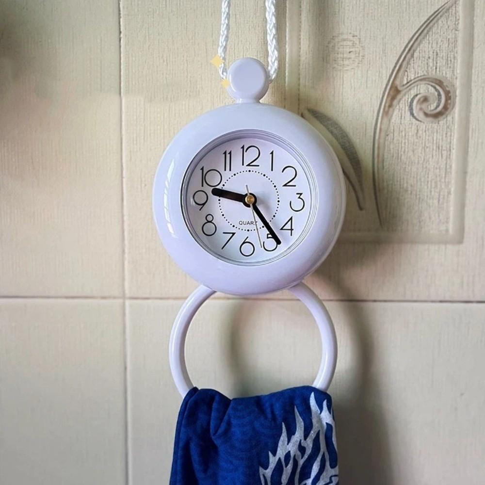 Plastic Bathroom Clock Nylon Lanyard Drop-proof Waterproof Clock Wear-resistant Silent Movement Wall Mounted Clock Office Decor
