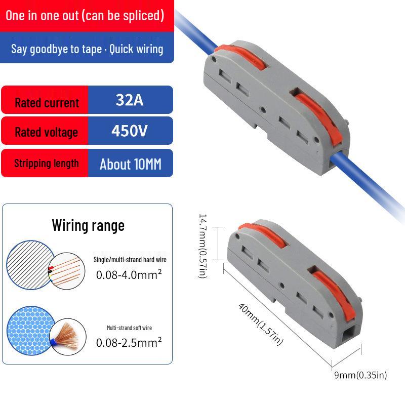 Быстроразъемный нажимной клеммный разветвитель для мягких и жестких проводов