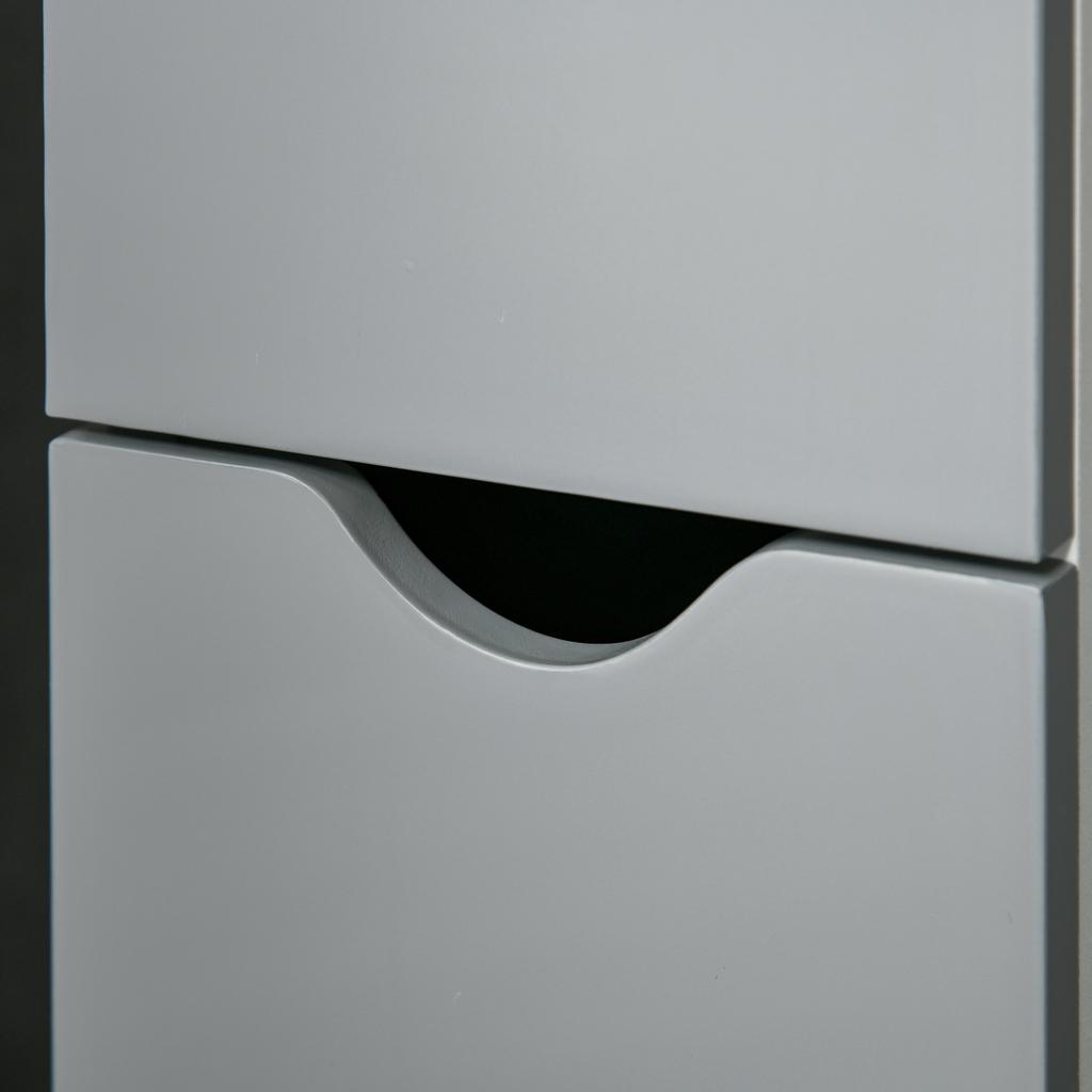 Bathroom Column with 2 Shelves and 2 Cabinets, Wooden, 15.2x29.8x118 cm, White and Grey