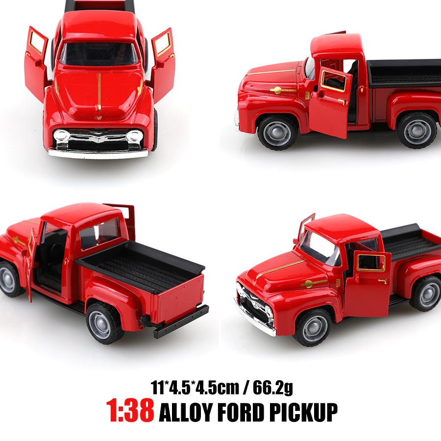 1:38 Classical Retro F100 Pickup, Alloy Model Car, Multiple Color, children metal car, boy's toy gift, car ornaments