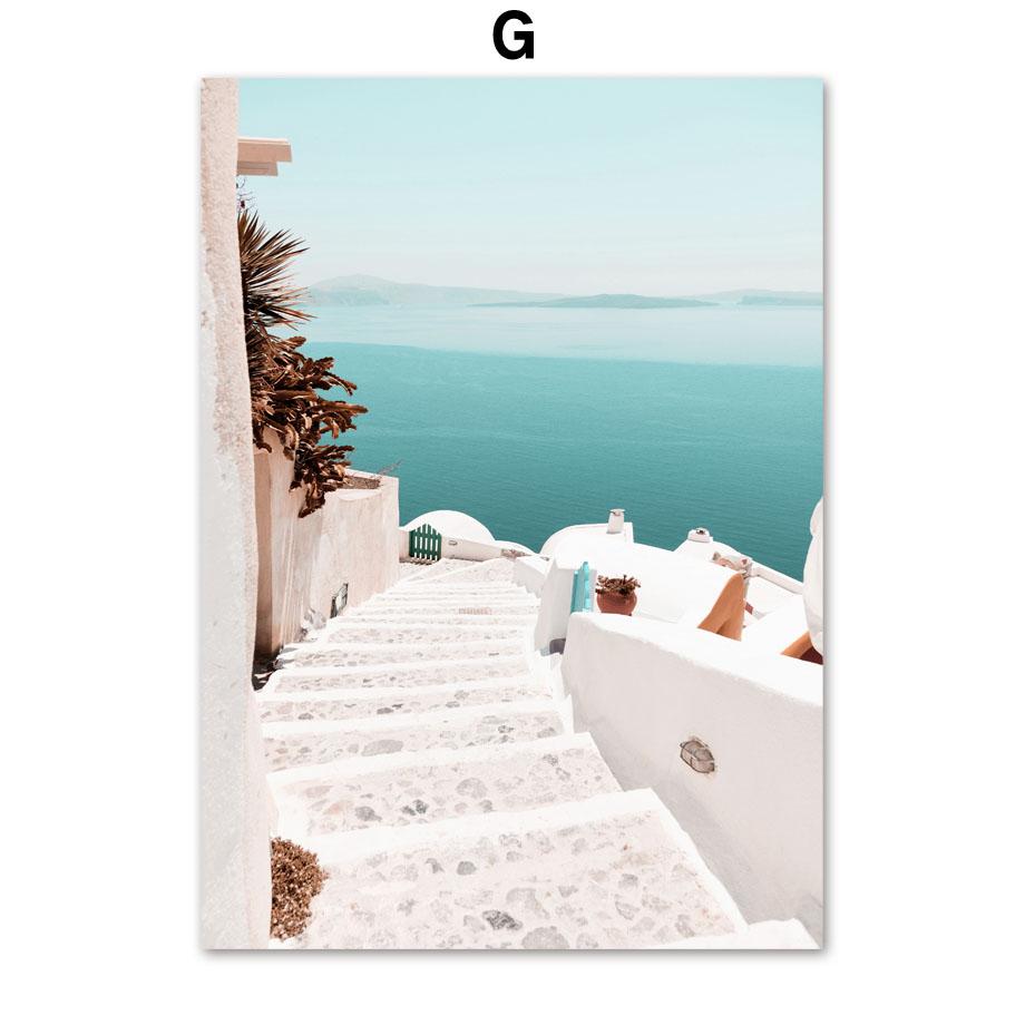 Santorini Greece Island Aegean Sea Sakura Wall Art Canvas Painting Nordic Posters And Prints Wall Pictures For Living Room Decor