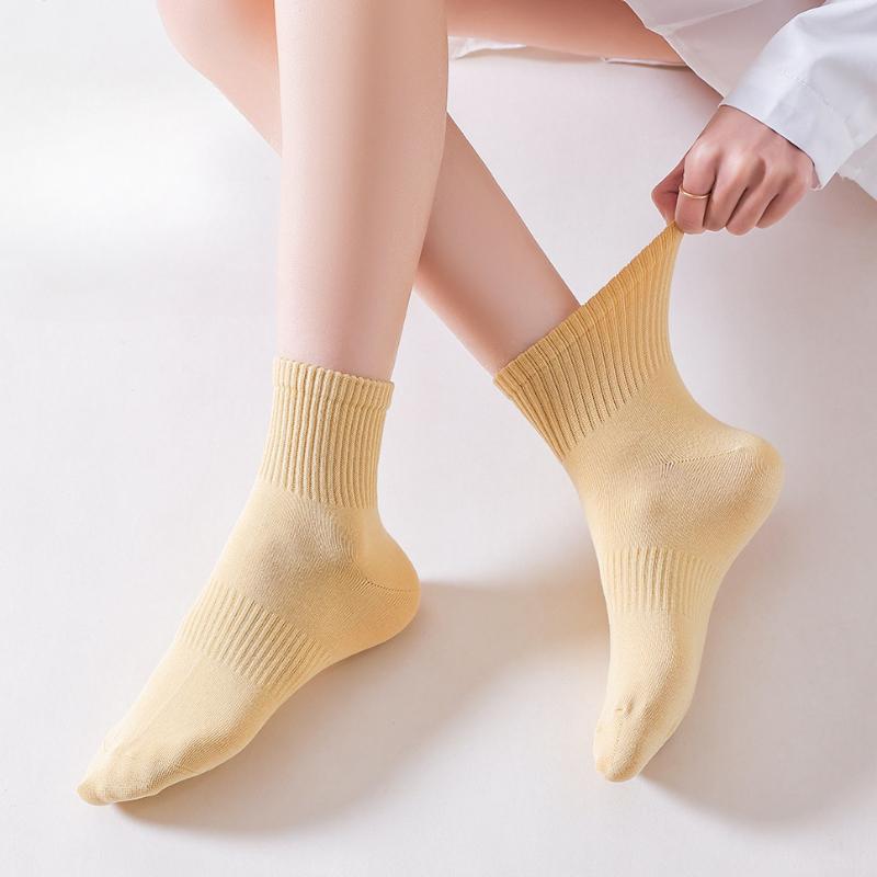 5/10 пар женских хлопковых носков, универсальные носки на все сезоны, дышащие и впитывающие пот носки