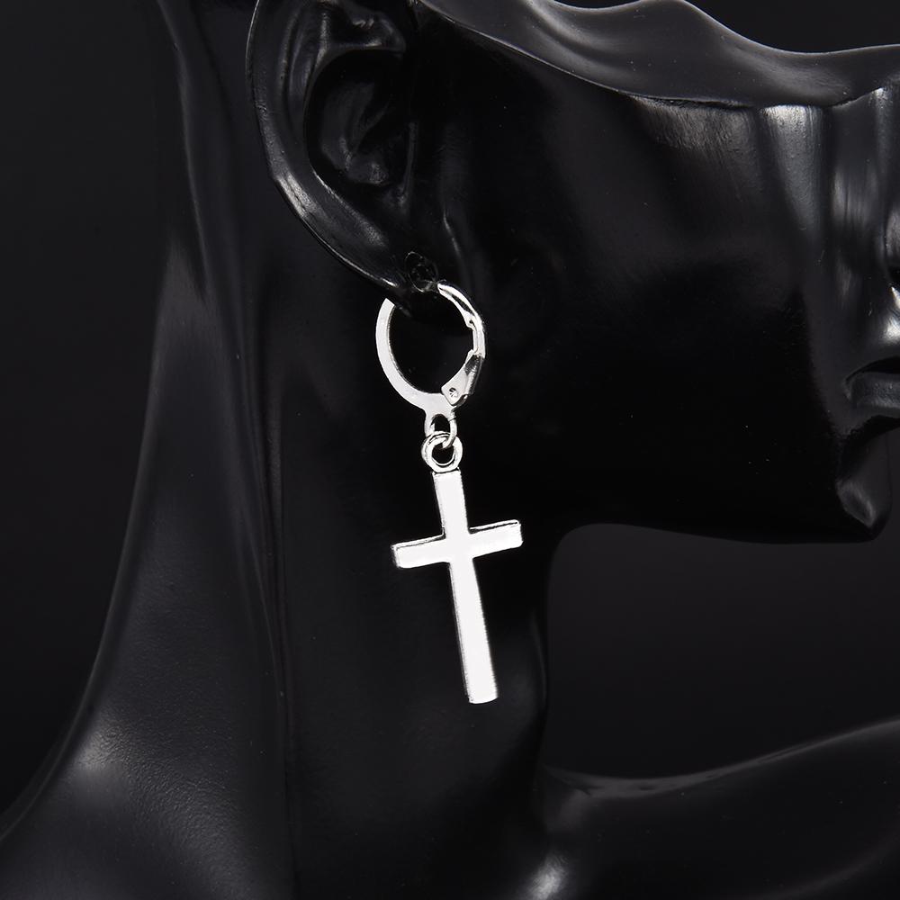 Мода Мужчины Женщины Металл Обруч Крест Подвеска Висячие Серьги Пусеты Вечеринка Панк Серьги Циркон длинные серьги