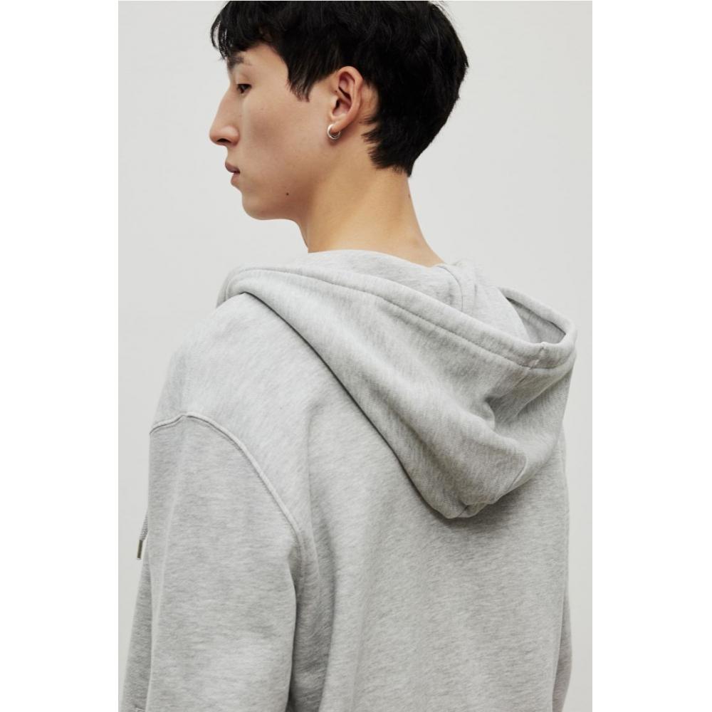 Толстовка с капюшоном на молнии HM Regular Fit Light Grey Melange