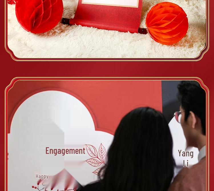 High-End Handwritten Chinese Style Wedding Engagement Scroll Decor