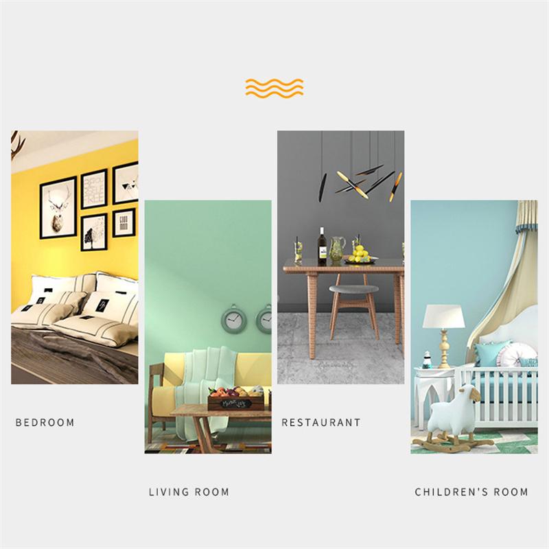 Solid Color Self-adhesive Simple Warm Bedroom Living Room Decor Waterproof Background Wall Paper Furniture Renovation