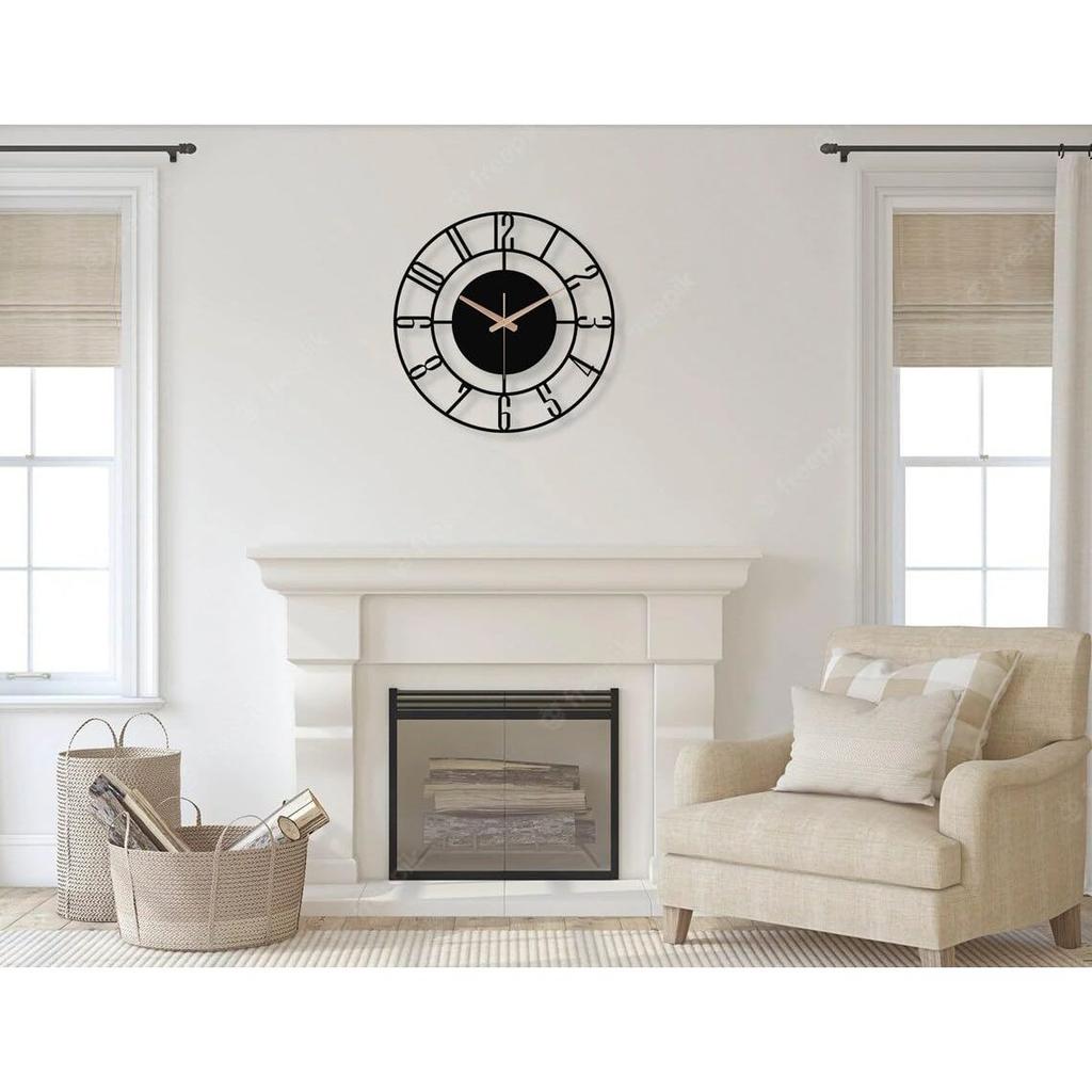 Стильные металлические аналоговые настенные часы для гостиной, спальни, кухни, дома и прихожей | Антикварные причудливые большого размера современные настенные часы для домашнего декора (60см)