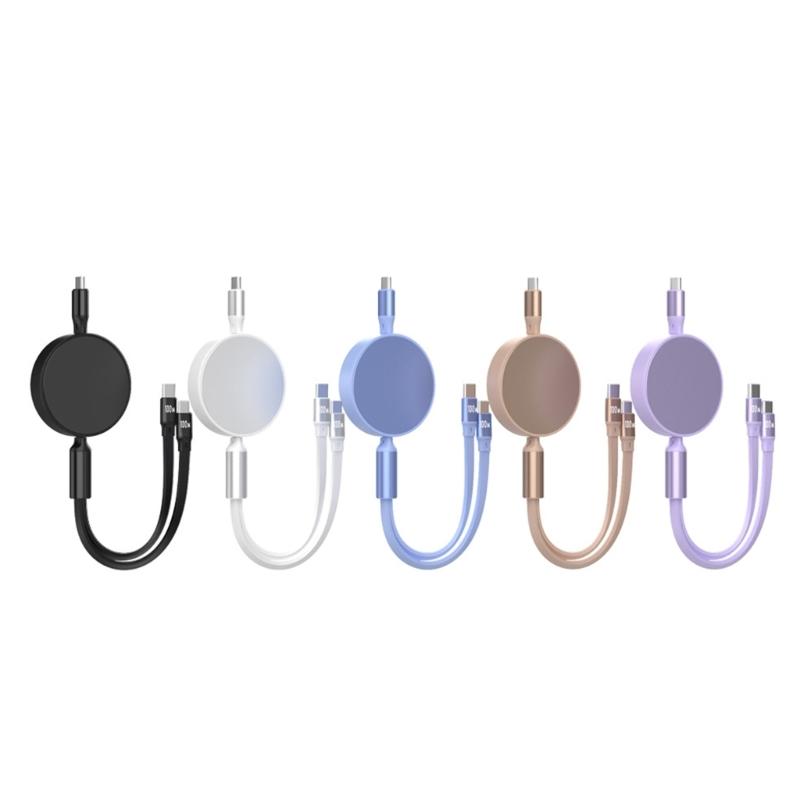 120 см 100 Вт 480 Мбит/с USB C Папа на Двойной USB C Папа Быстрая Зарядка Кабель Данных Растягивающийся Тип-C Кабель Зарядный Шнур для Данных