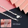 16-24" Men Women Diamond Cut Twisted Rope Chain Necklace 925 Sterling Silver Waterproof