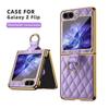 Plated Bezel Folding Case for Samsung Galaxy Z Flip 5 Z Flip 4 3 Luxurious Solid Colored Diamond Leather Bracket Ring Cover