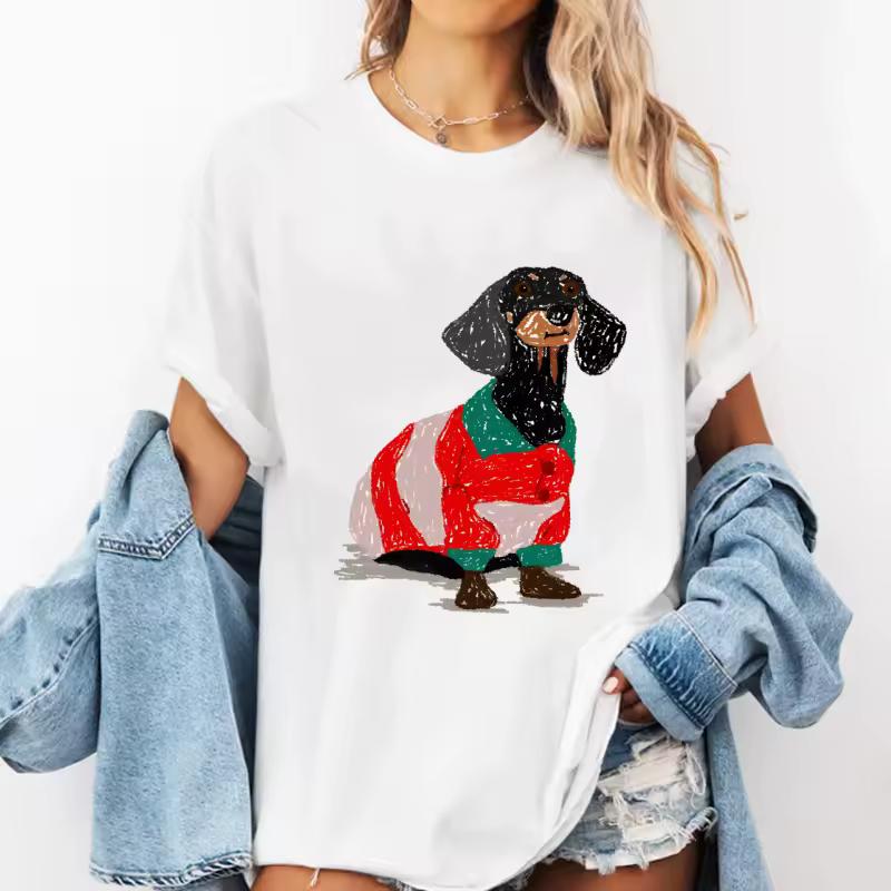 Cute Funny Dog Printed Tshirts Men Women Causal Round Neck T-shirt Streetwear Cotton Soft Loose Tops Summer Fashion Streetwear