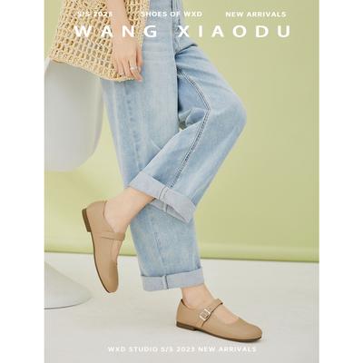 Женские туфли Мэри Джейн на плоской подошве из кожи, ленивые туфли Мюли на одну педаль, новинка 2025 года, туфли одинарные с полузакрытым носком