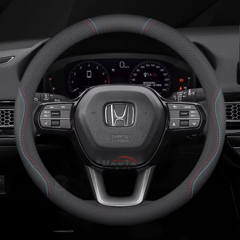 AQJ1 Leather Car Steering Wheel Cover for Honda HRV CRV Civic City Passport Accord CRZ 2022 2023 2024 2025 2026 Interior Accessories