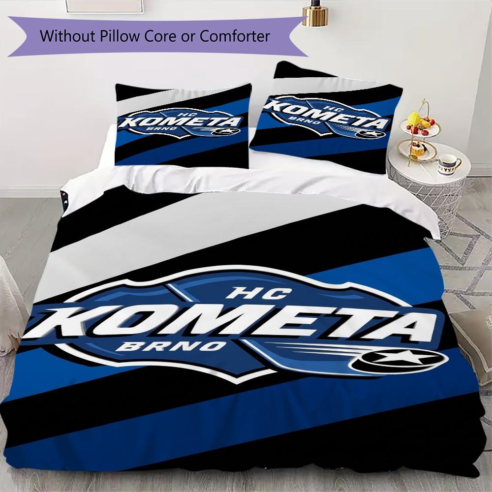 HC Kometa Brno Pattern Bedding uilt Set uilt Cover Pillowcase Home Decoration Birthday Gift (1 * duvet cover + 2 * pillowcase without core)