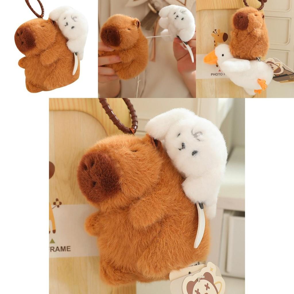 Lovely Capybara Pull String Plush Keychain Available In Various Charming Animal Designs