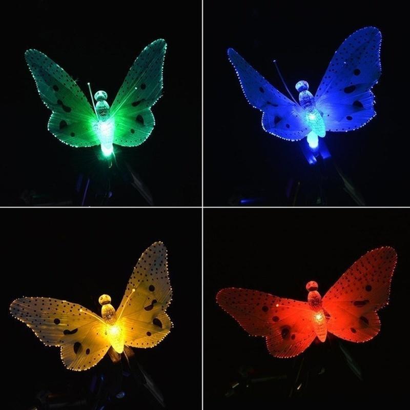 12 LED Solar Power Fibre Optic Butterfly Dragonfly String Light Garden Decor Outdoor String KTY