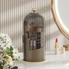 360-degree Rotating Makeup Organizer Box  Luxury Birdcage Style Cosmetic Storage with Transparent Cover and Dust-proof Design