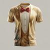 2025Christmas Gold Tuxedo 3D T Shirt for Men, Funny Sparkling Suit Style, Holiday Party Outfit for Xmas Gathering or Celebration