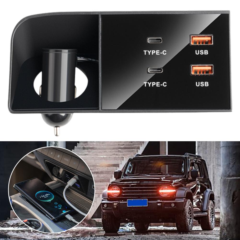 Car Fast Charger For Tank300 90w Usb Shunt Hub Typec Splitter With Cigarette Lighter Adapter Typec Usb Charging Auto Charge P6j6