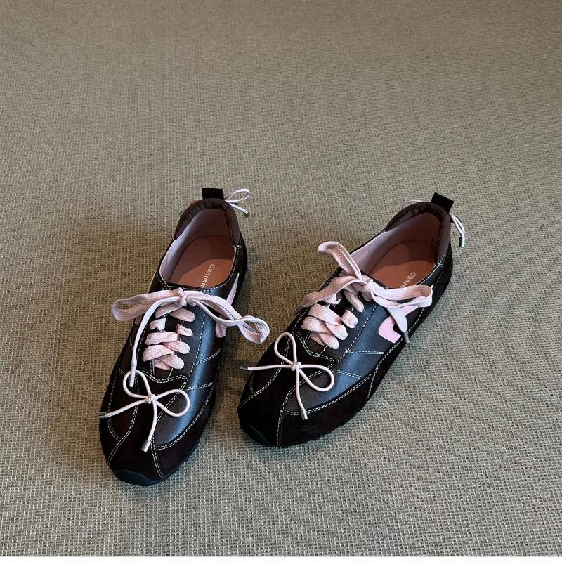 Французский Ретро Стиль Мода Круглый Носок Немецкие Тренировочные Туфли Женские Кроссовки Все-сочетаемые Внутренние Увеличители Роста Одинарные Туфли