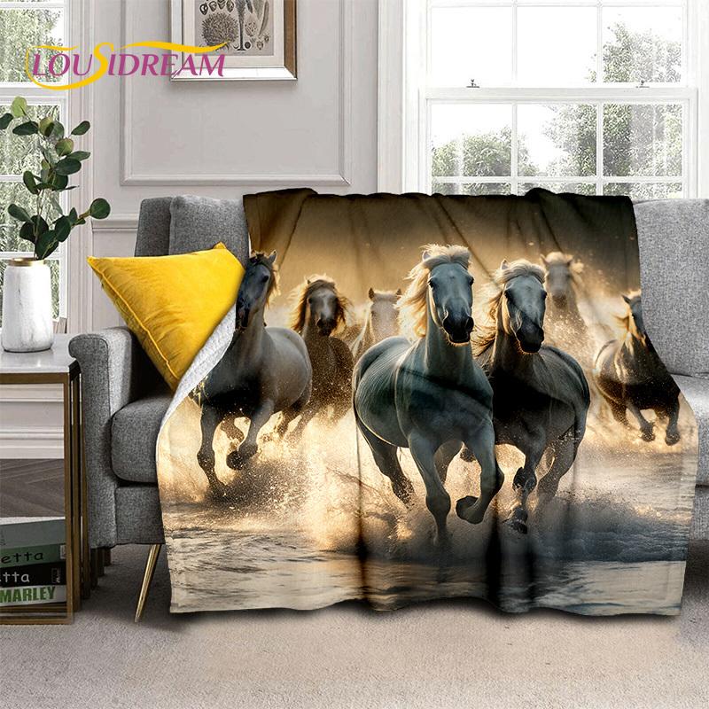 Horse Pentium Gallant Steed 3D Animal Blanket,Soft Throw Blanket for Home Bedroom Bed Sofa Picnic Travel Office Cover Child Gift