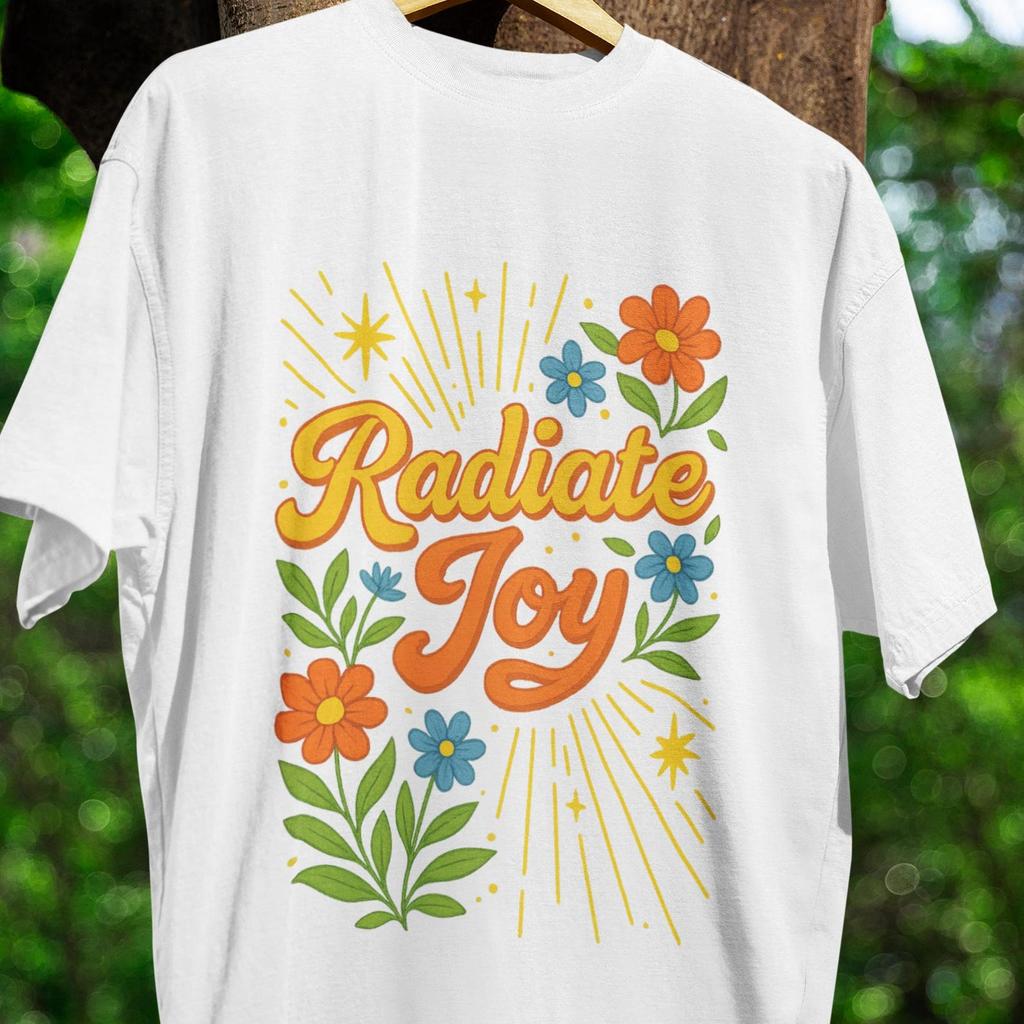 Radiate Joy T-Shirt and kids tshirt, Retro Floral Graphic Tee
