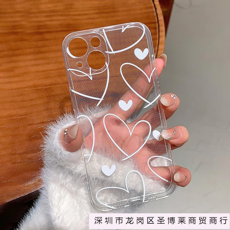 Белый love на весь экран подходит для чехла для мобильного телефона Apple 15promax iPhone14 высокая стоимость XS прозрачный 12 мягкий чехол
