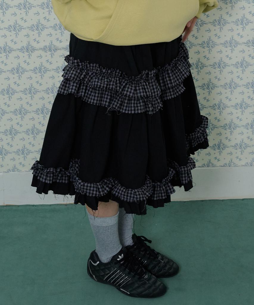 Юбка Isjabaibeu с воланами и точками - Черная