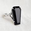 Onyx Coffin Ring, 925 Sterling Silver, Gothic Black Stone Jewelry for Women