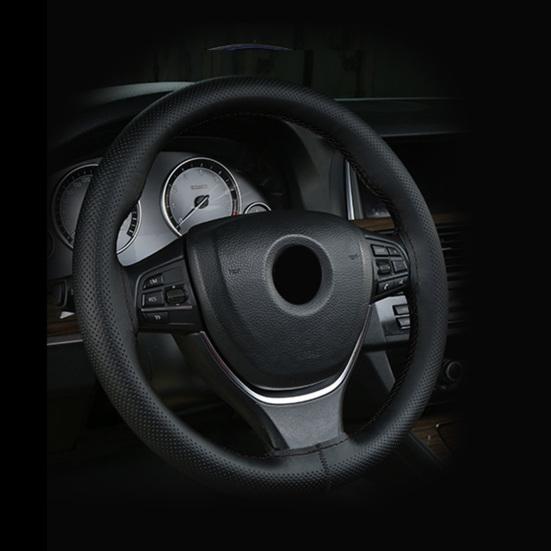 Ручное шитье 38 см, чехол на руль автомобиля, противоскользящая искусственная кожа, четыре сезона, универсальный грузовик, внедорожник, защита на руль, салон автомобиля