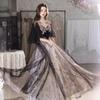 Evening dress women's 1011 summer new temperament black simple annual meeting catwalk banquet evening dress