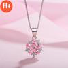 Hi Pink Clear Crystal Zircon Cherry Blossom Flower Chain Necklace For Women Girl Choker