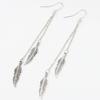 Vintage Feather Tassel Long Dangle Earrings for Women Fashion Color Leaf Metal Drop Earrings Simple Statement Jewelry