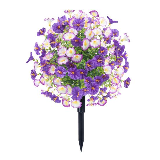 Faux Morning Glory Flowers Artificial Morning Glory Bush with Ground Spike Realistic Fake Greenery Shrubs for Farmhouse Porch Patio Decoration