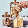 With Wooden Lid Coffee Bean Storage Jar With Wood Spoon Clear Spice Storage Tank  Seasoning