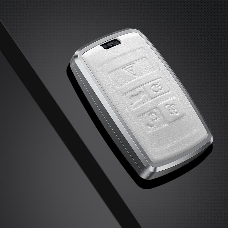 Aluminum Alloy Leather Car Key Case Cover for Land Rover Defender Discovery Sport Range Rover Sport Velar Evoque Jaguar XE XF