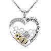 New Style Fashionable Infinite Love Bee Heart-shaped Necklace for Women, Lettering Little Bee Drop Oil Color Pendant