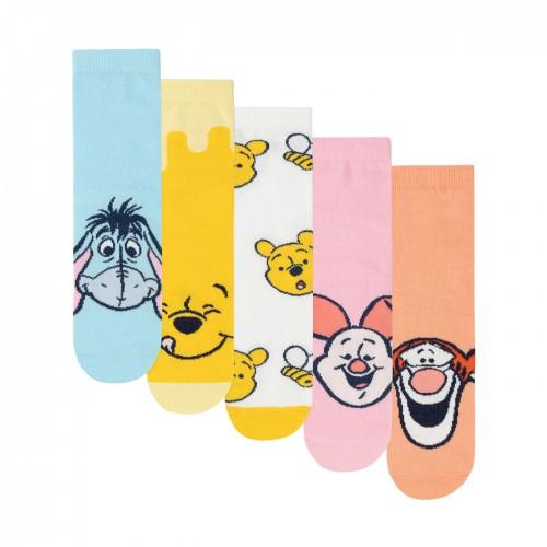 Disney Womens/Ladies Winnie the Pooh Calf Socks (Pack of 5)